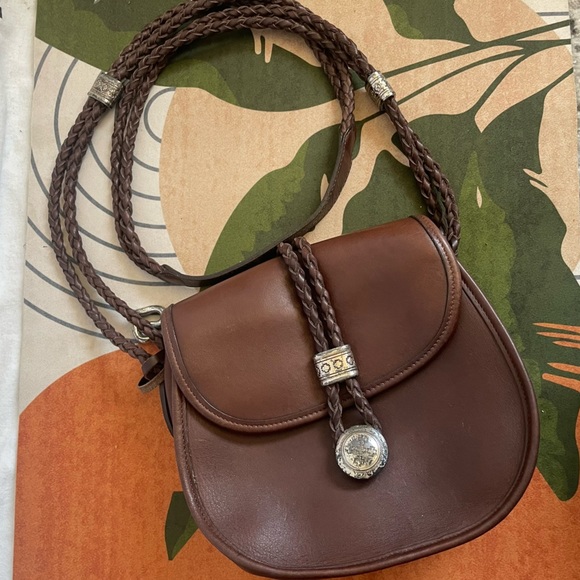 Brighton Handbags - VINTAGE Chocolate Brown leather Brighton Western Braided crossbody bag